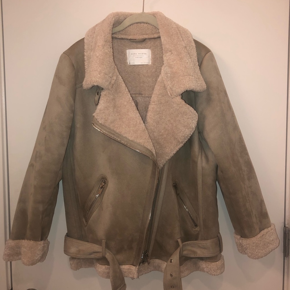 Zara Faux Suede Oversized Moto Jacket